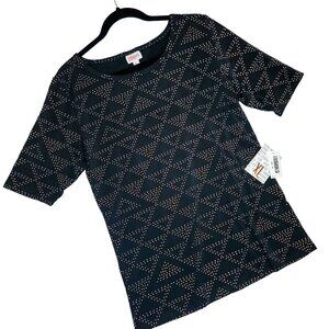 LuLaRoe Gigi T XL Black Rose Gold Elegant Metallic Studded Dot Fitted Tee